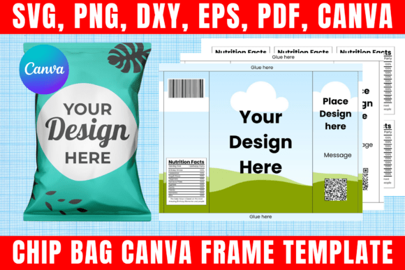 Editable Chip Bag Canva Frame Template