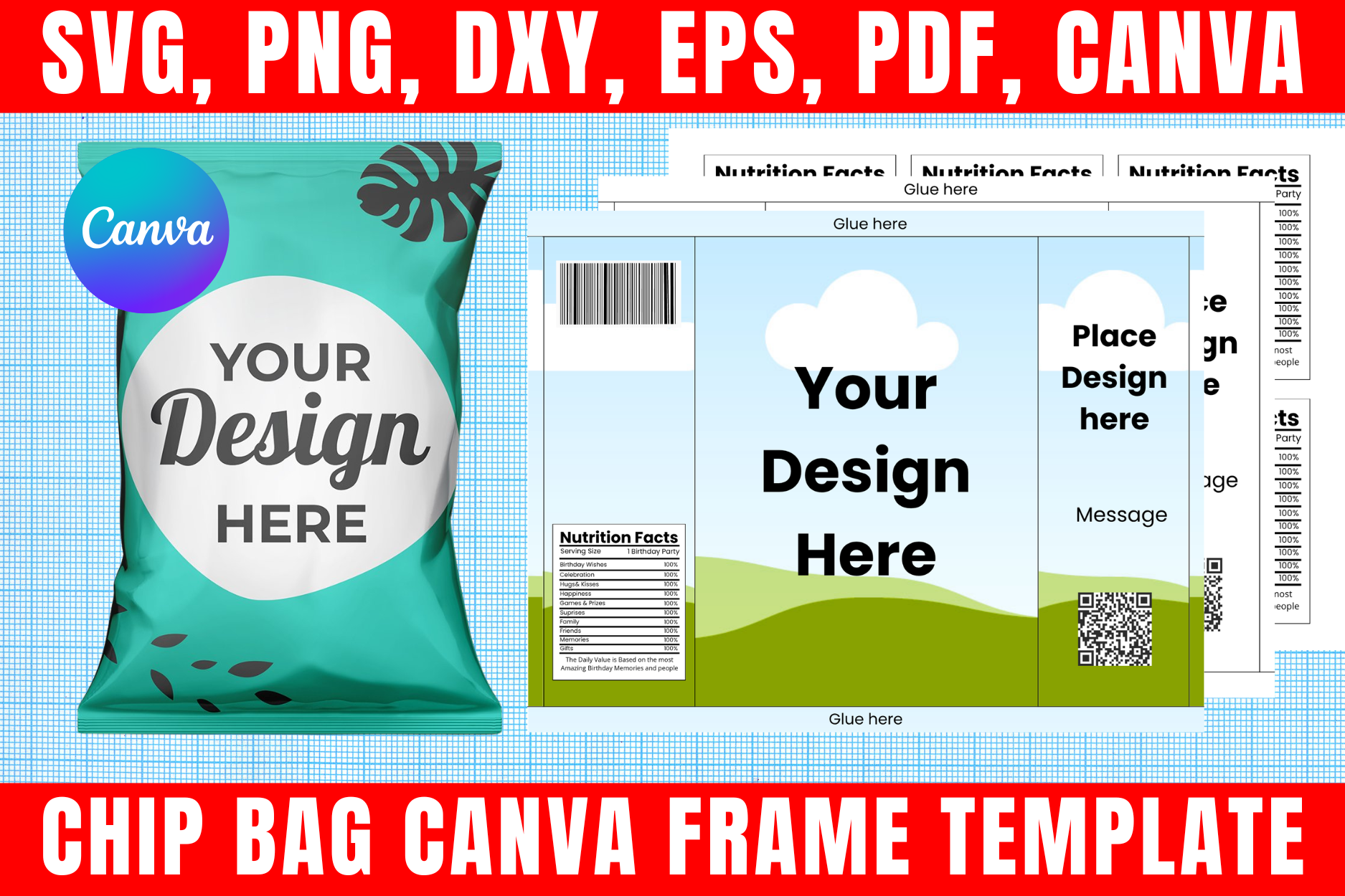 Editable Chip Bag Canva Frame Template