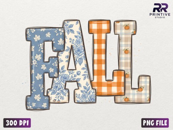 Fall Patchwork Letters PNG
