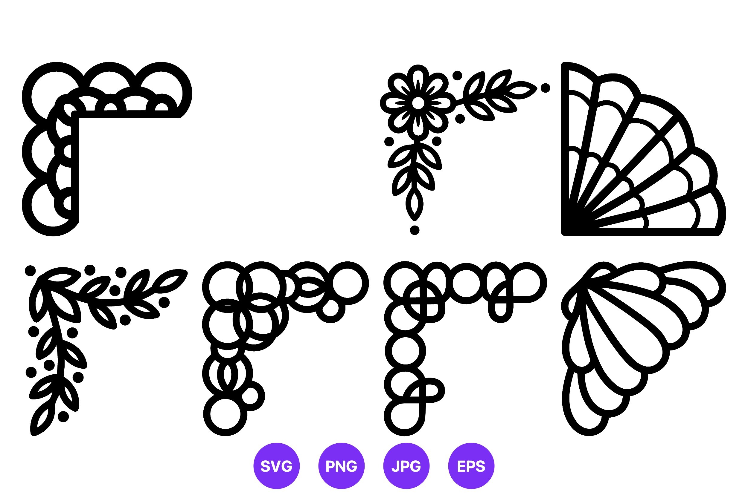 Floral Ornamental Corner Vector Set