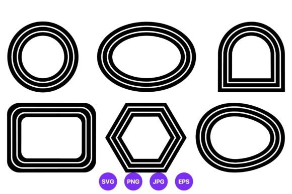 Geometric Shapes Black Line Vector