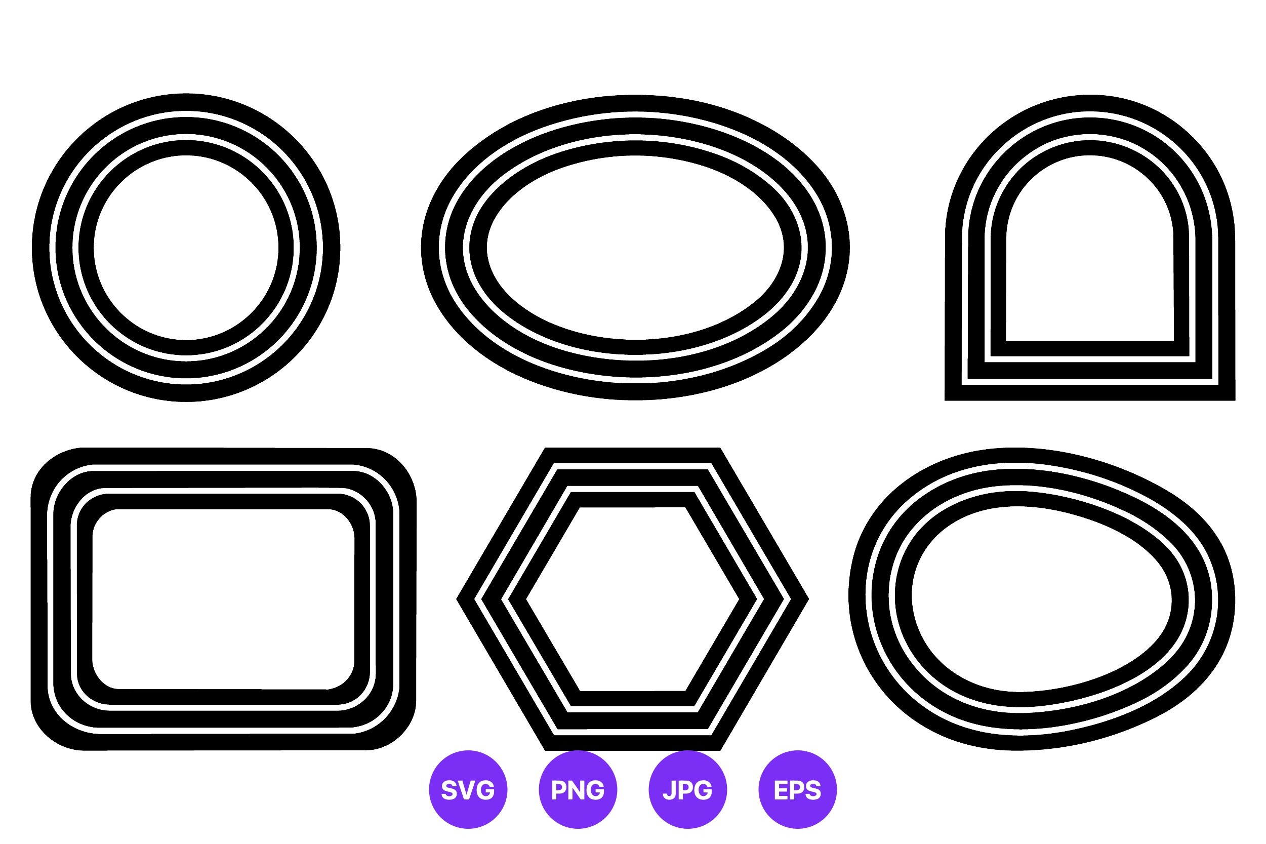 Geometric Shapes Black Line Vector