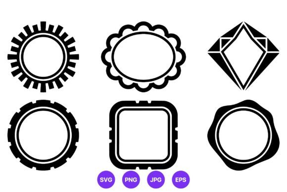 Geometric Shapes Vector Frames Black