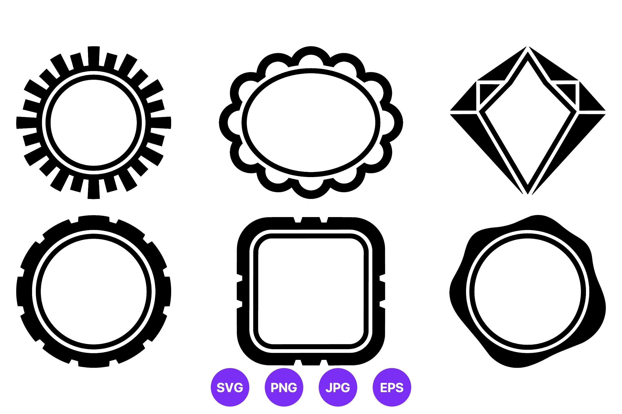 Geometric Shapes Vector Frames Black