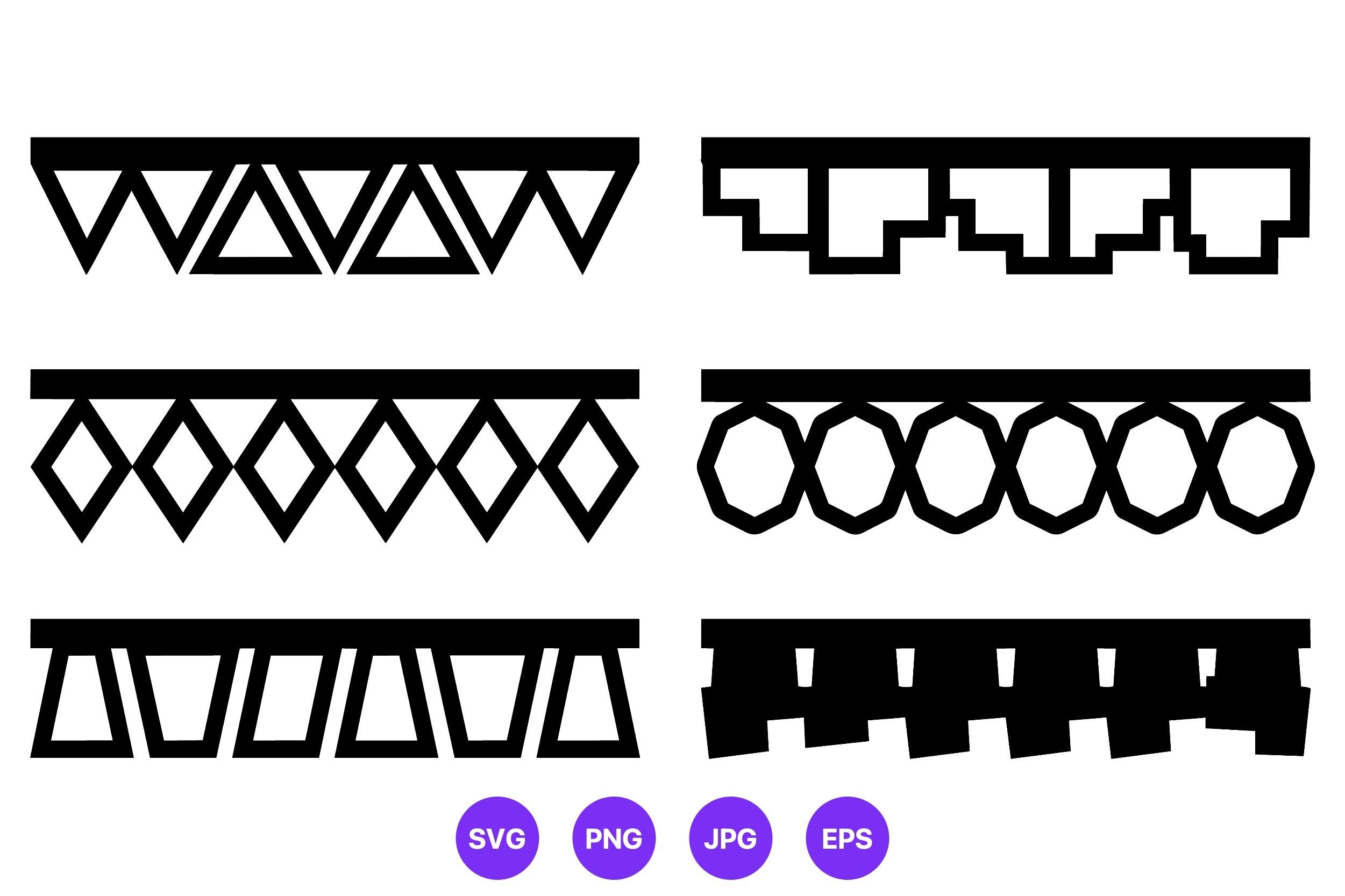 Geometric Vector Border Shapes Black