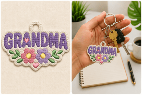 Grandma Keychain Embroidery Design