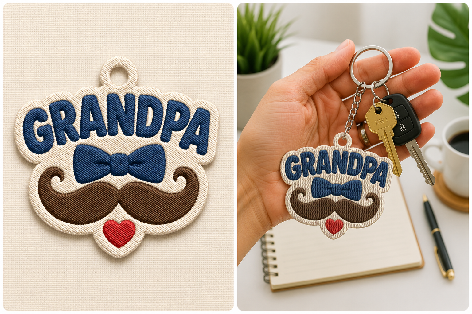 Grandpa Keychain Embroidery Design