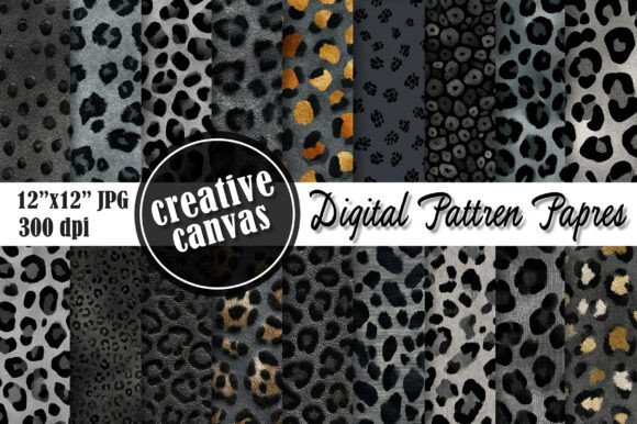 Gray Leopard Seamless Pattern Bundle