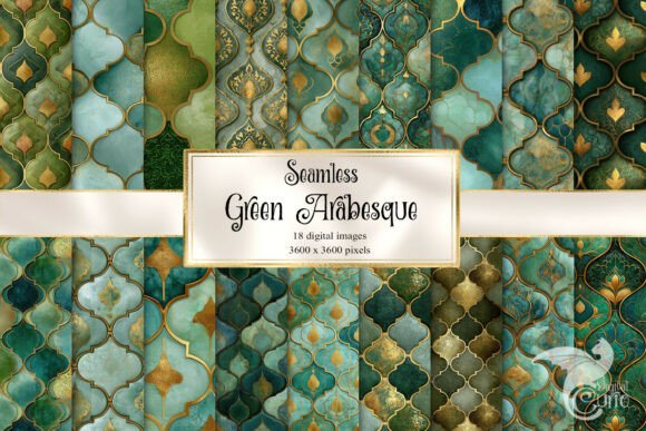 Green Arabesque Digital Paper