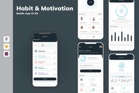 Habit & Motivation Mobile App UI Kit