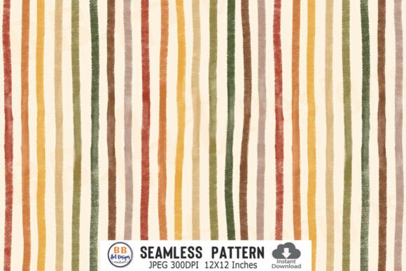 Hand Drawn Fall Stripes Pattern Autumn