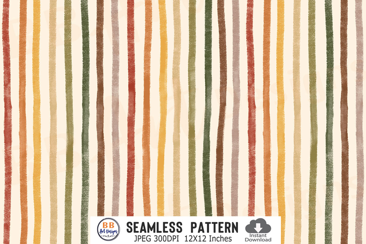 Hand Drawn Fall Stripes Pattern Autumn