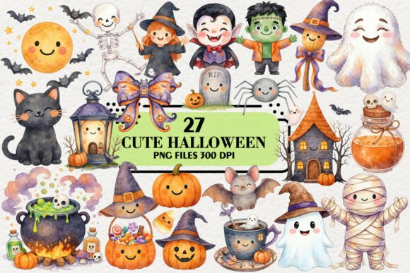 Kawaii Cute Halloween Stickers Clipart