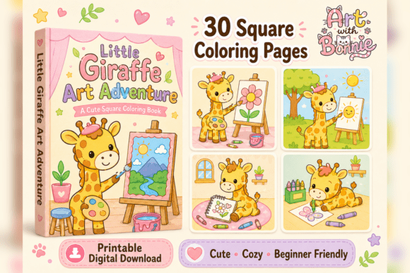 Little Giraffe Art Coloring Pages PDF