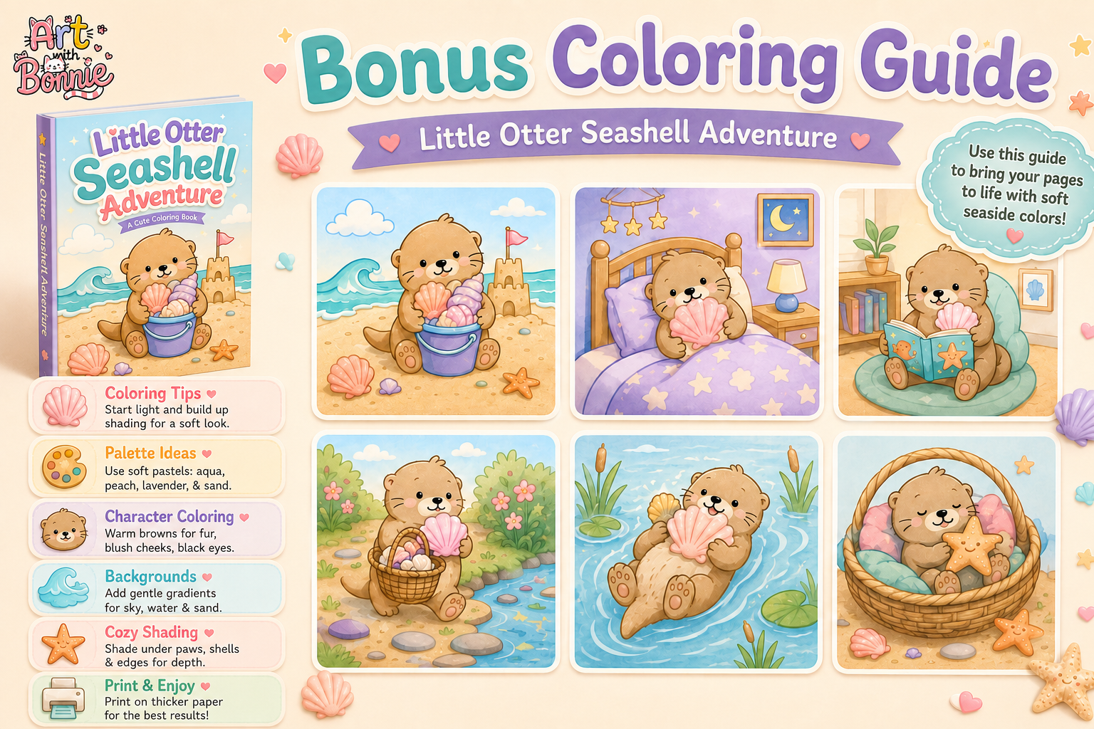 Little Otter Seashell Adventure Coloring