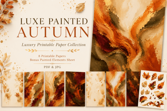Luxe Painted Autumn Papers Backgrounds