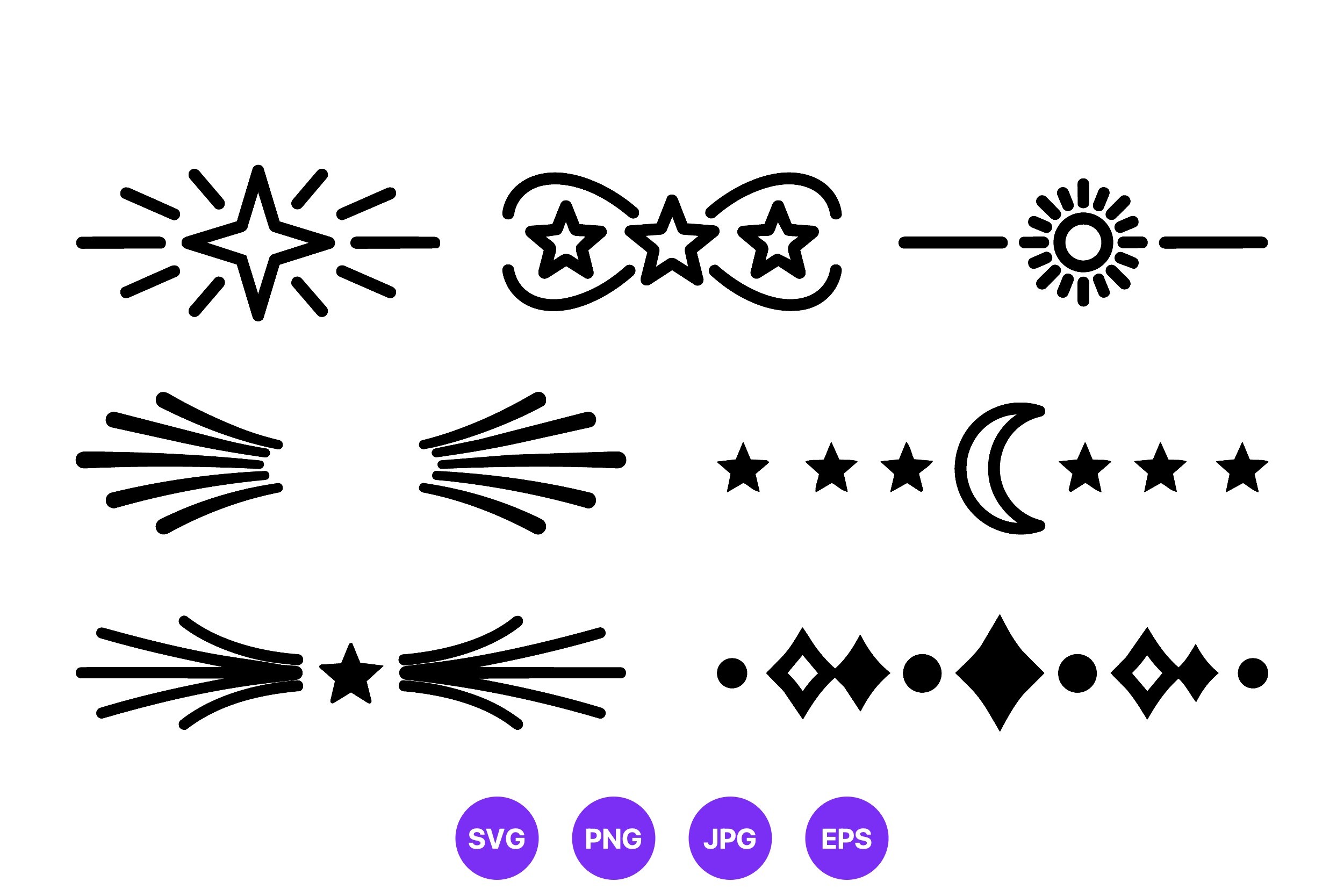 Magic Star and Moon Vector Elements