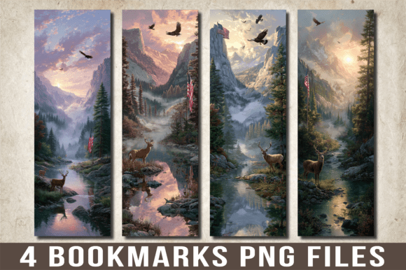 Mountain River Eagle Deer Bookmark