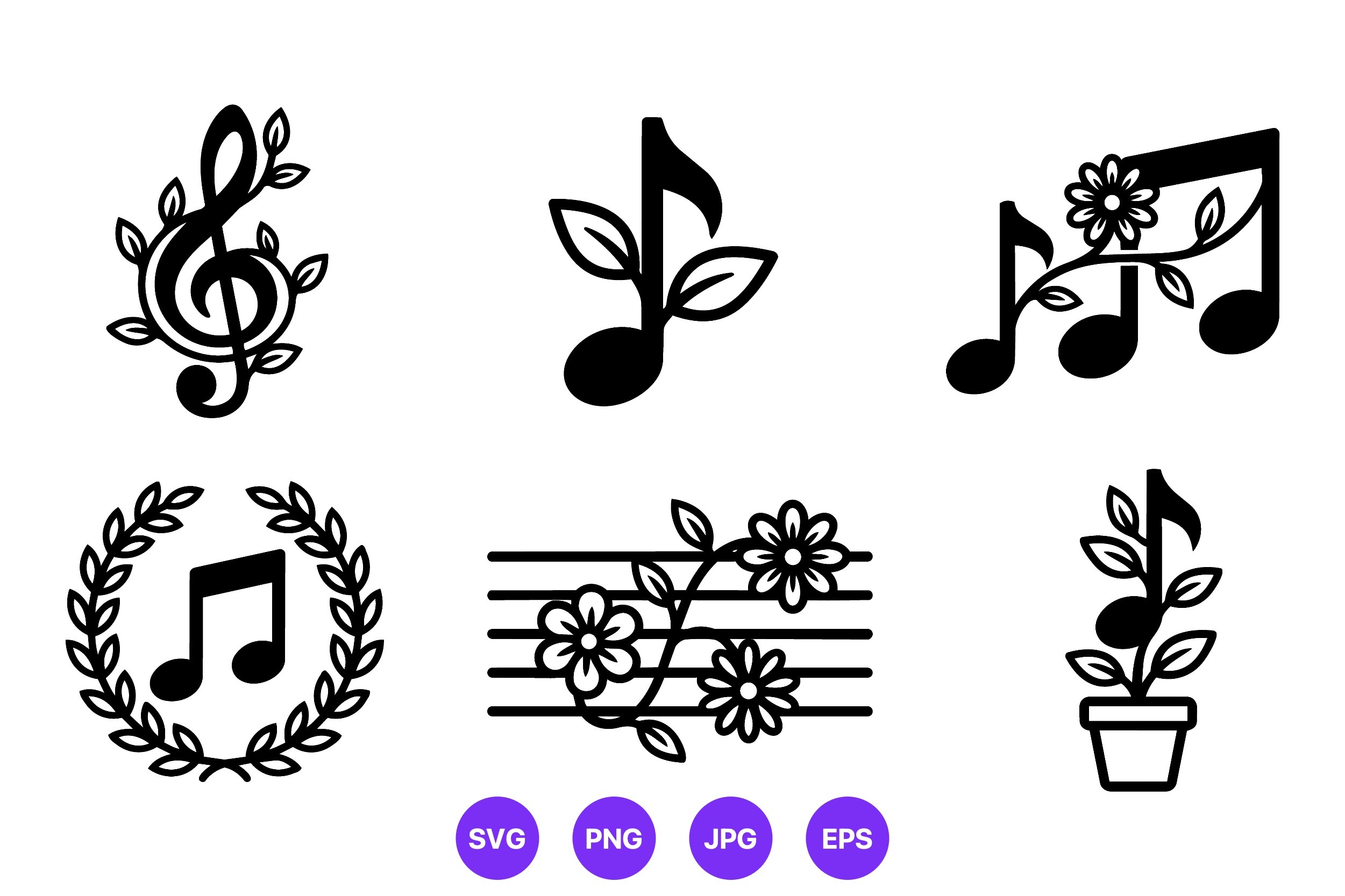Music Notes Nature Vector Icons