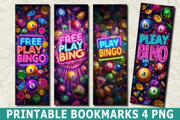 Neon Play Bingo Sign PNG Bookmark