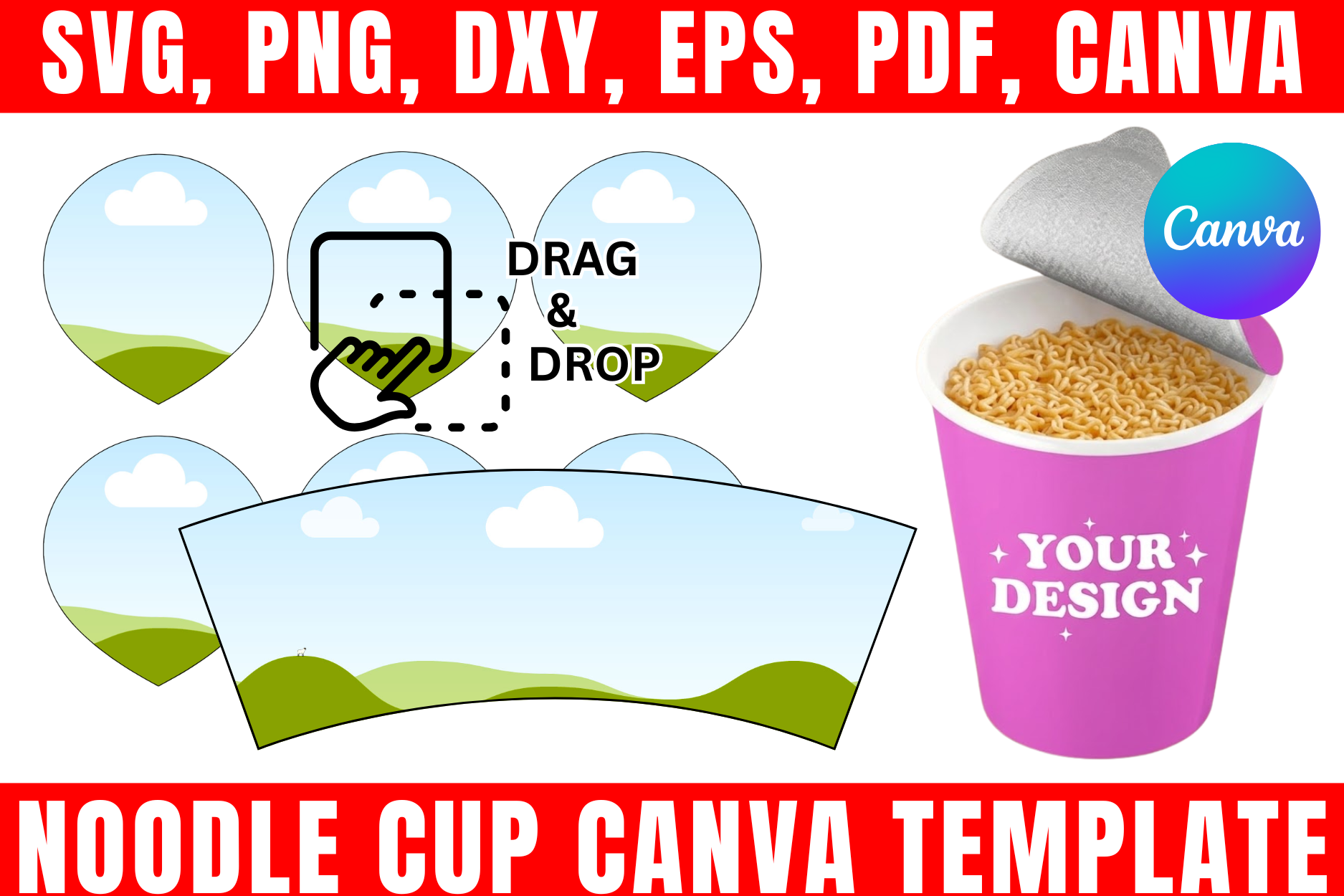 Noodle Cup Template Canva Editable