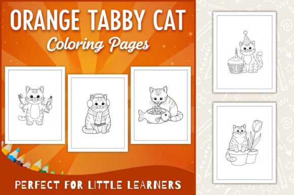 Orange Tabby Cat Coloring Pages for Kids