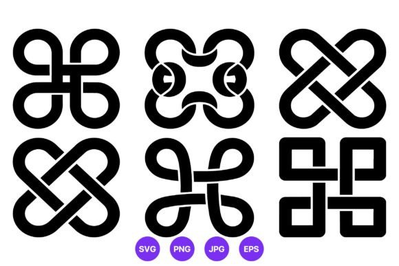 Ornamental Knot Symbols Black White