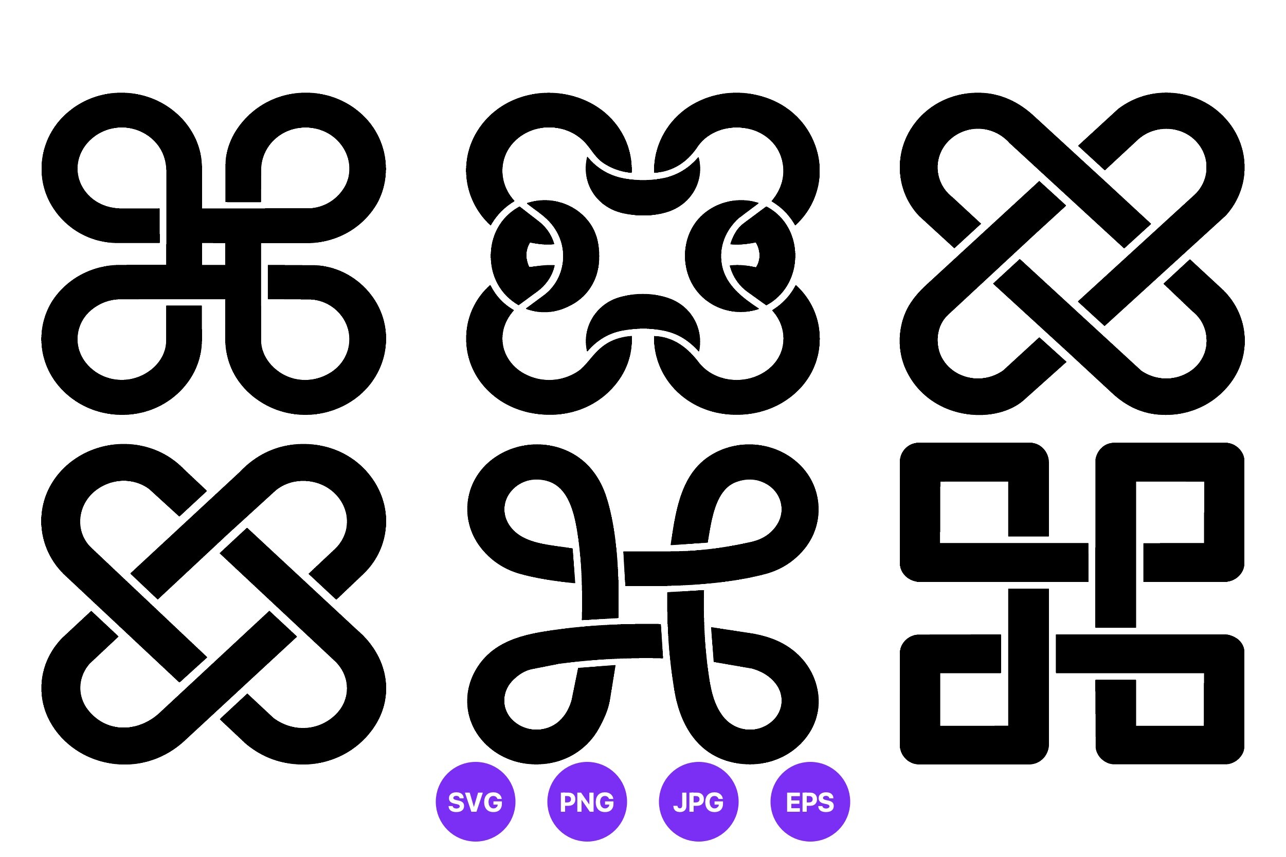 Ornamental Knot Symbols Black White
