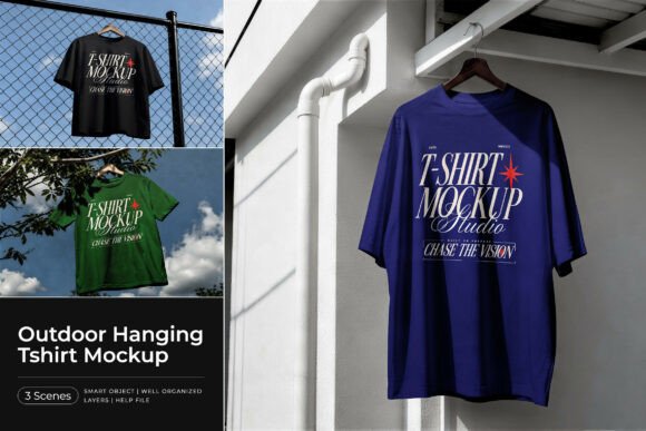 Outdoor Hanging Tshirt Mockup