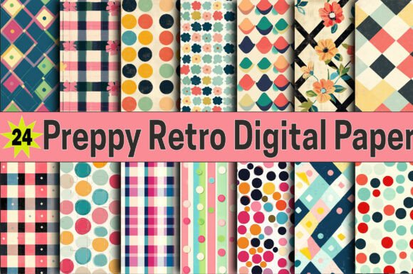 Preppy Retro Digital Paper