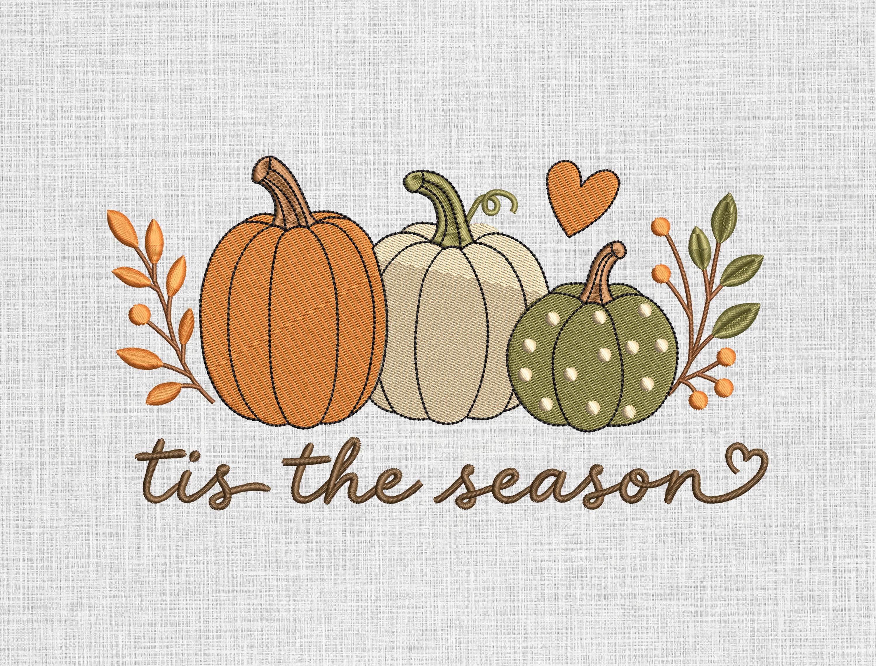 Pumpkin Trio Embroidery Design