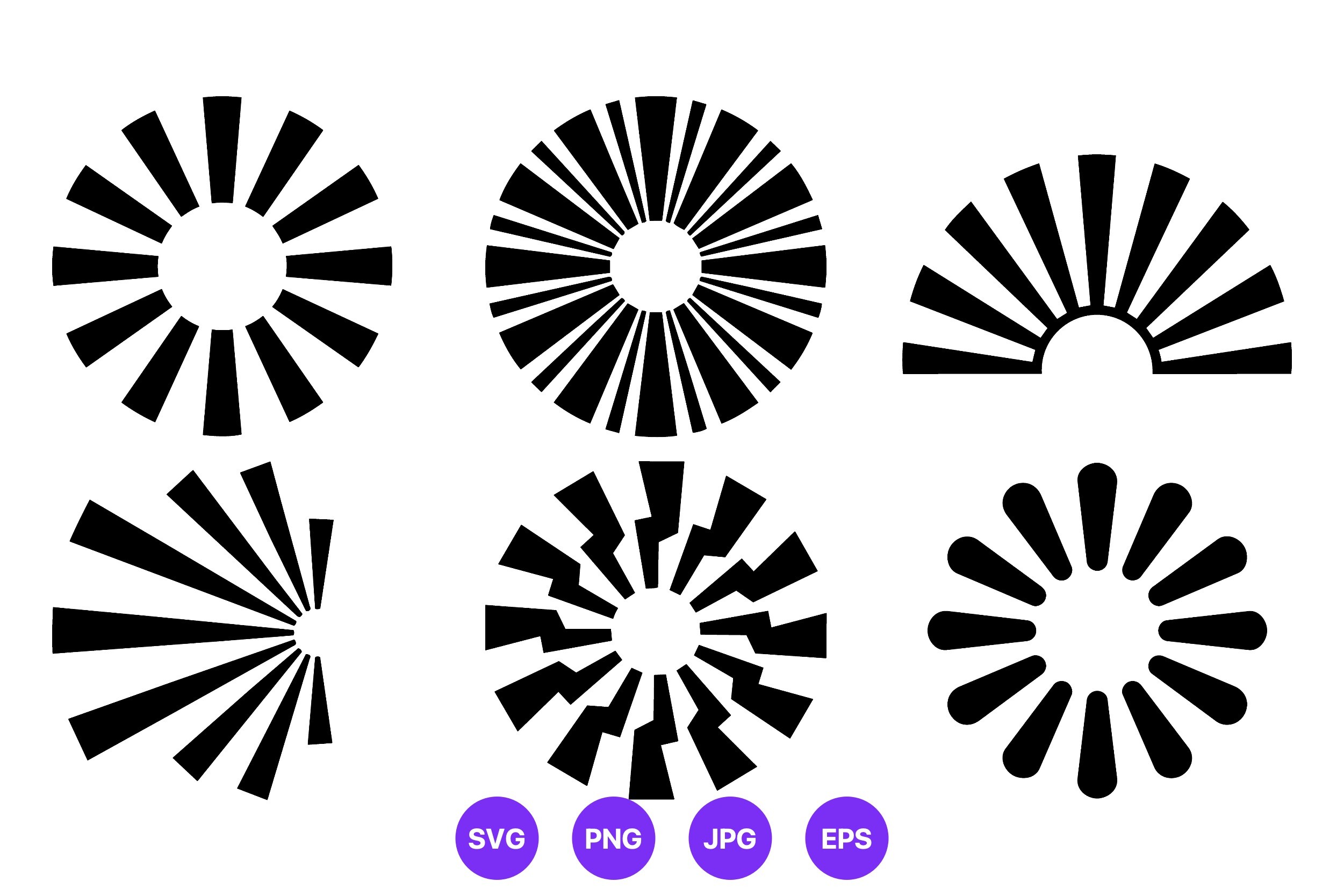 Radial Burst Shapes Vector Art