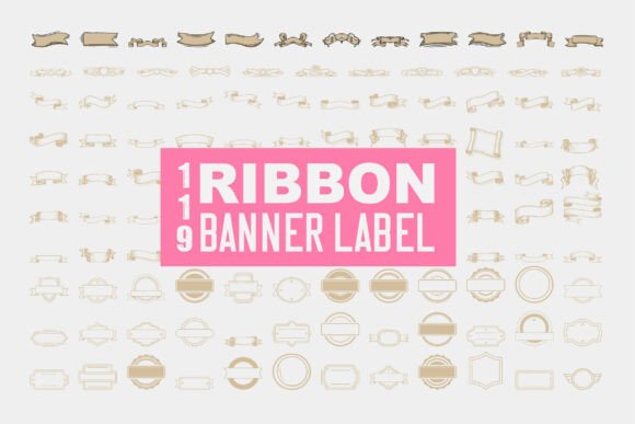 Ribbon Banner Label & Decorative Vector
