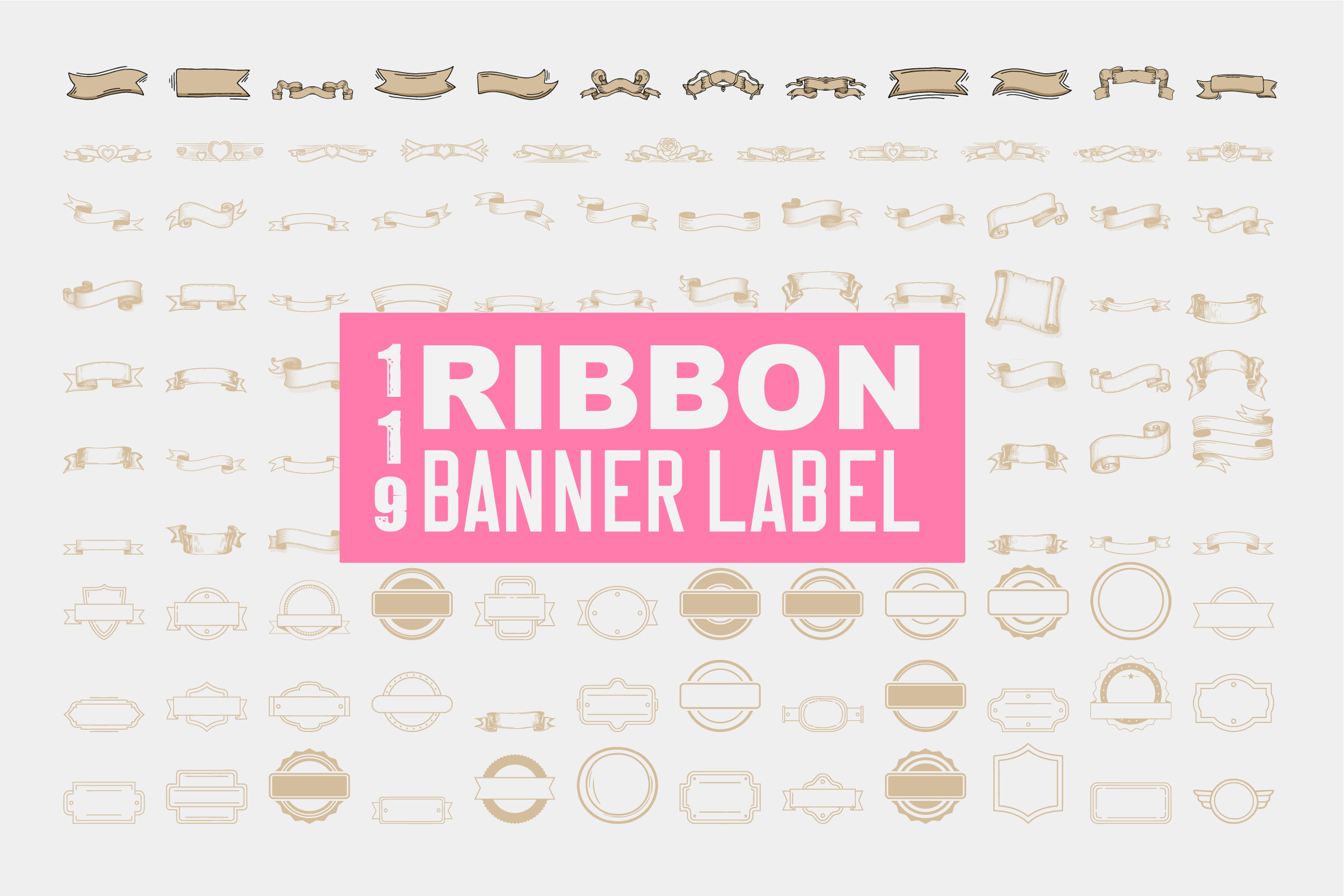 Ribbon Banner Label & Decorative Vector