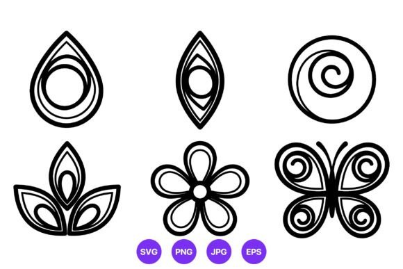 Simple Black and White Floral Vector