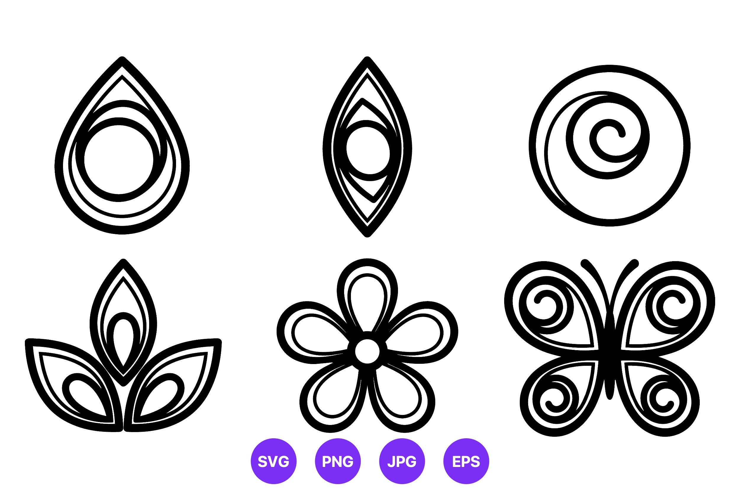 Simple Black and White Floral Vector