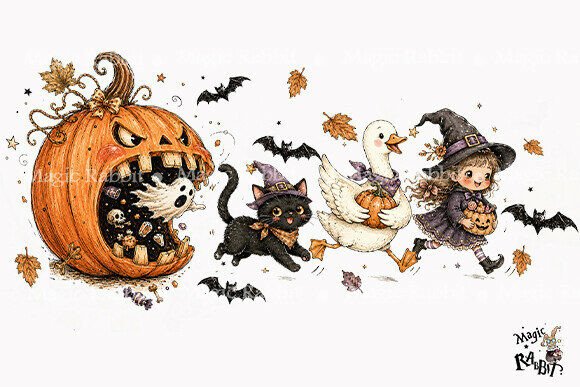 Spooky Pumpkin Chase Halloween PNG