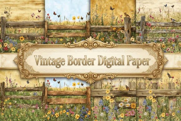 Vintage Border Digital Paper