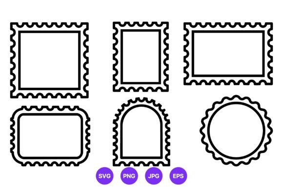 Wavy Border Stamp Frames Vector Set