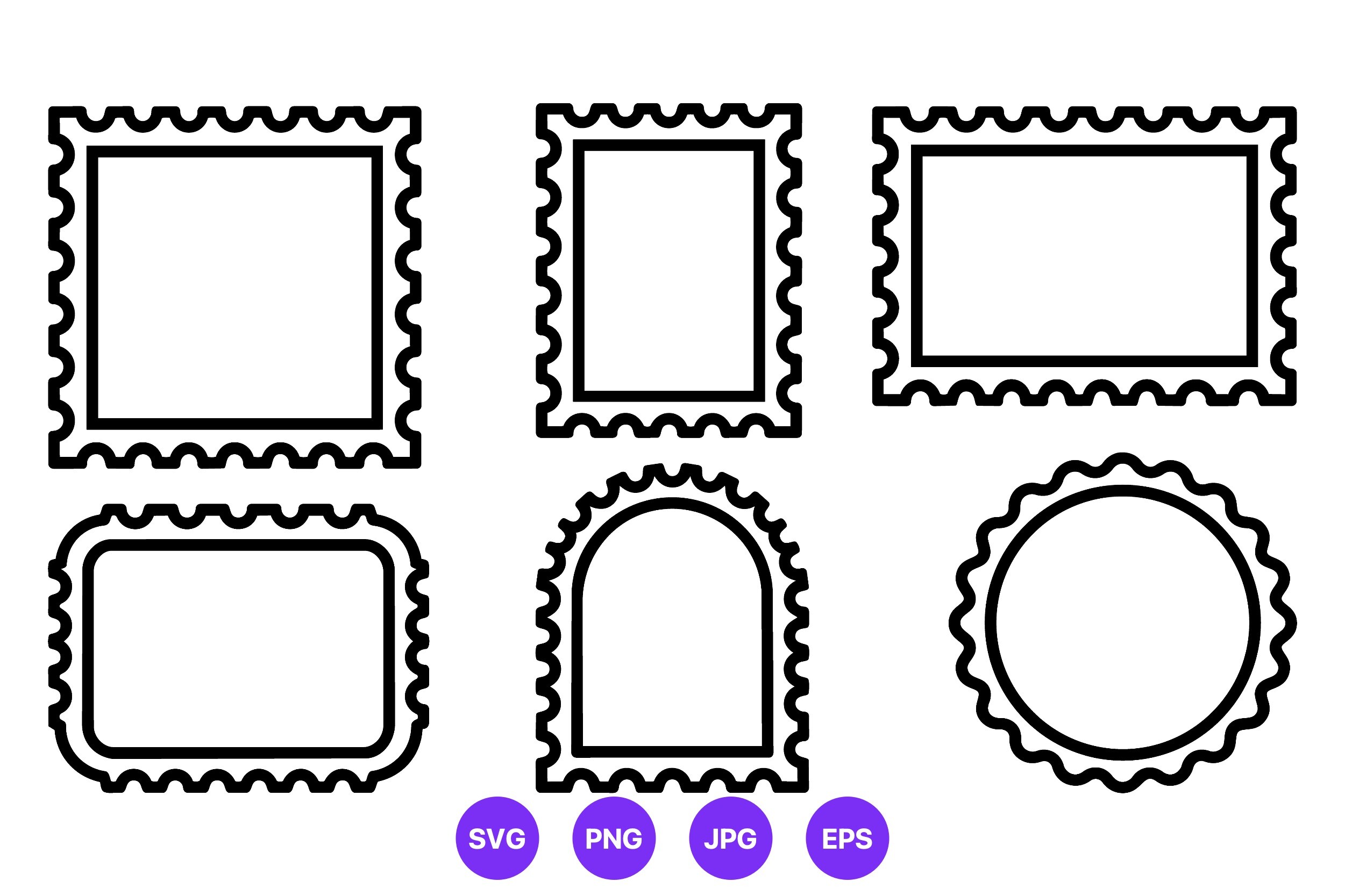 Wavy Border Stamp Frames Vector Set