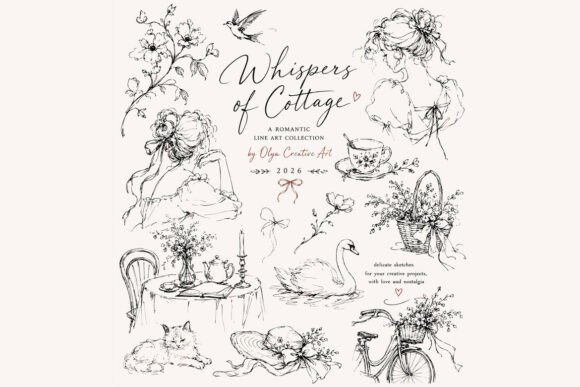 Whimsical Cottagecore Romantic Sketch