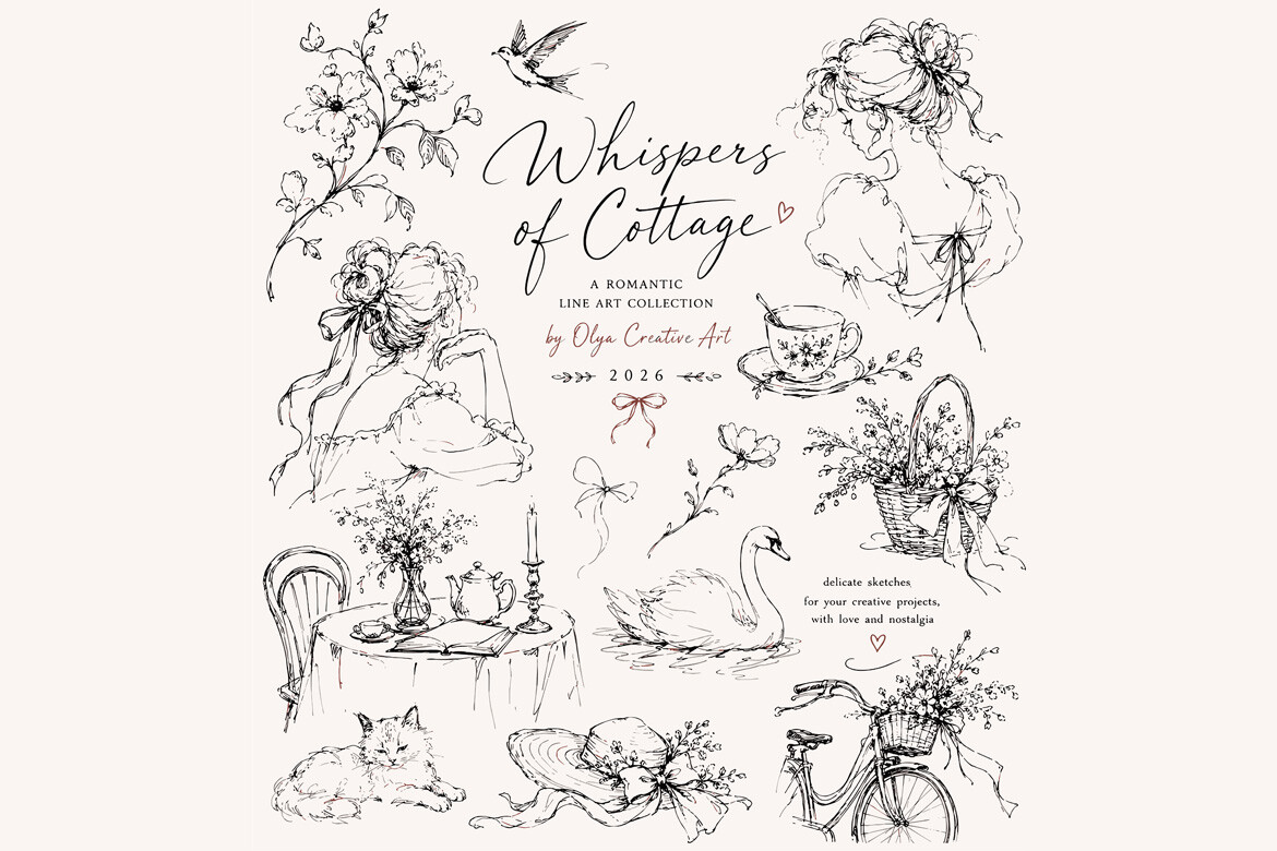 Whimsical Cottagecore Romantic Sketch