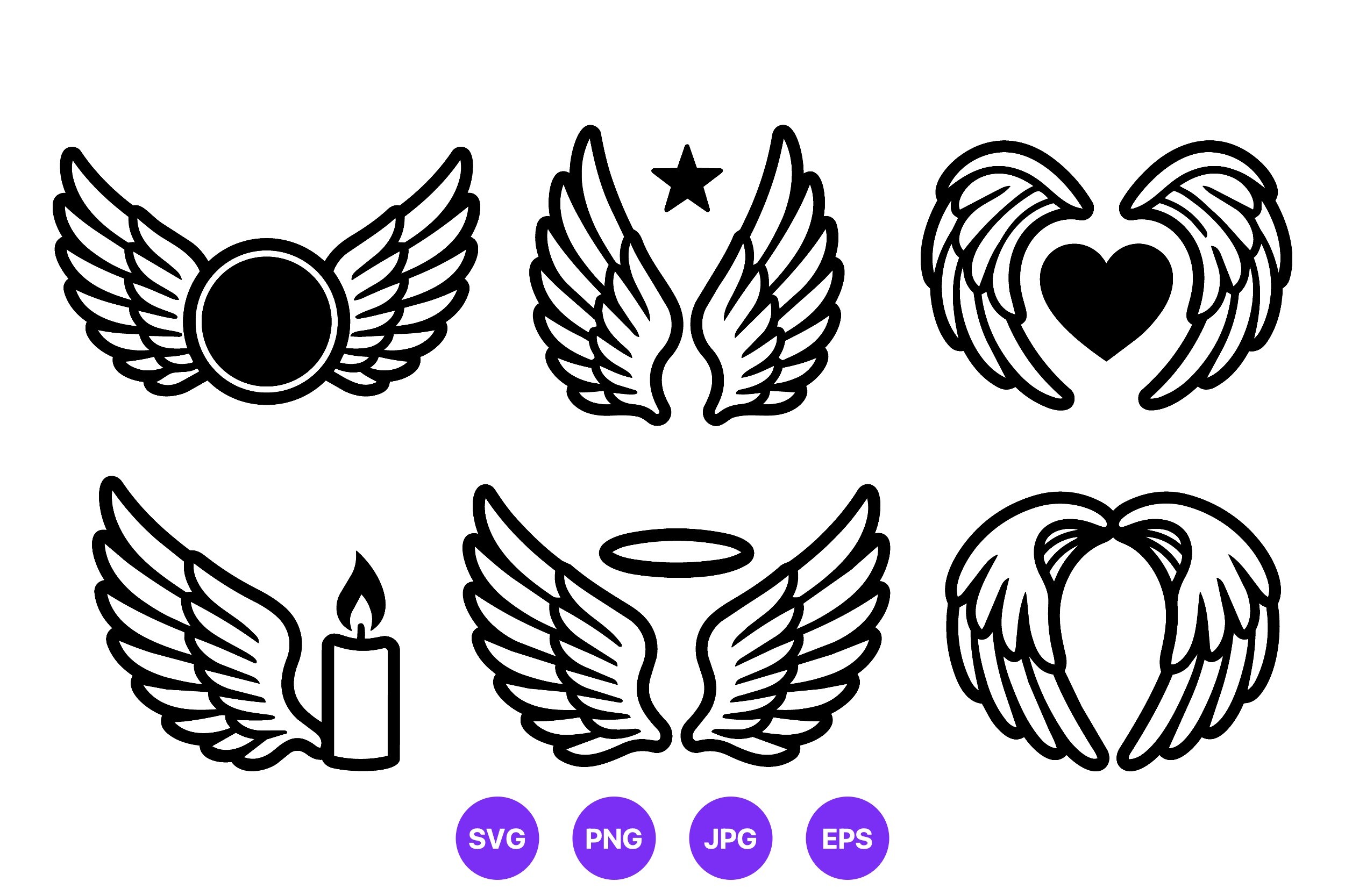 Wing Shapes Heart Candle Halo Star Icon