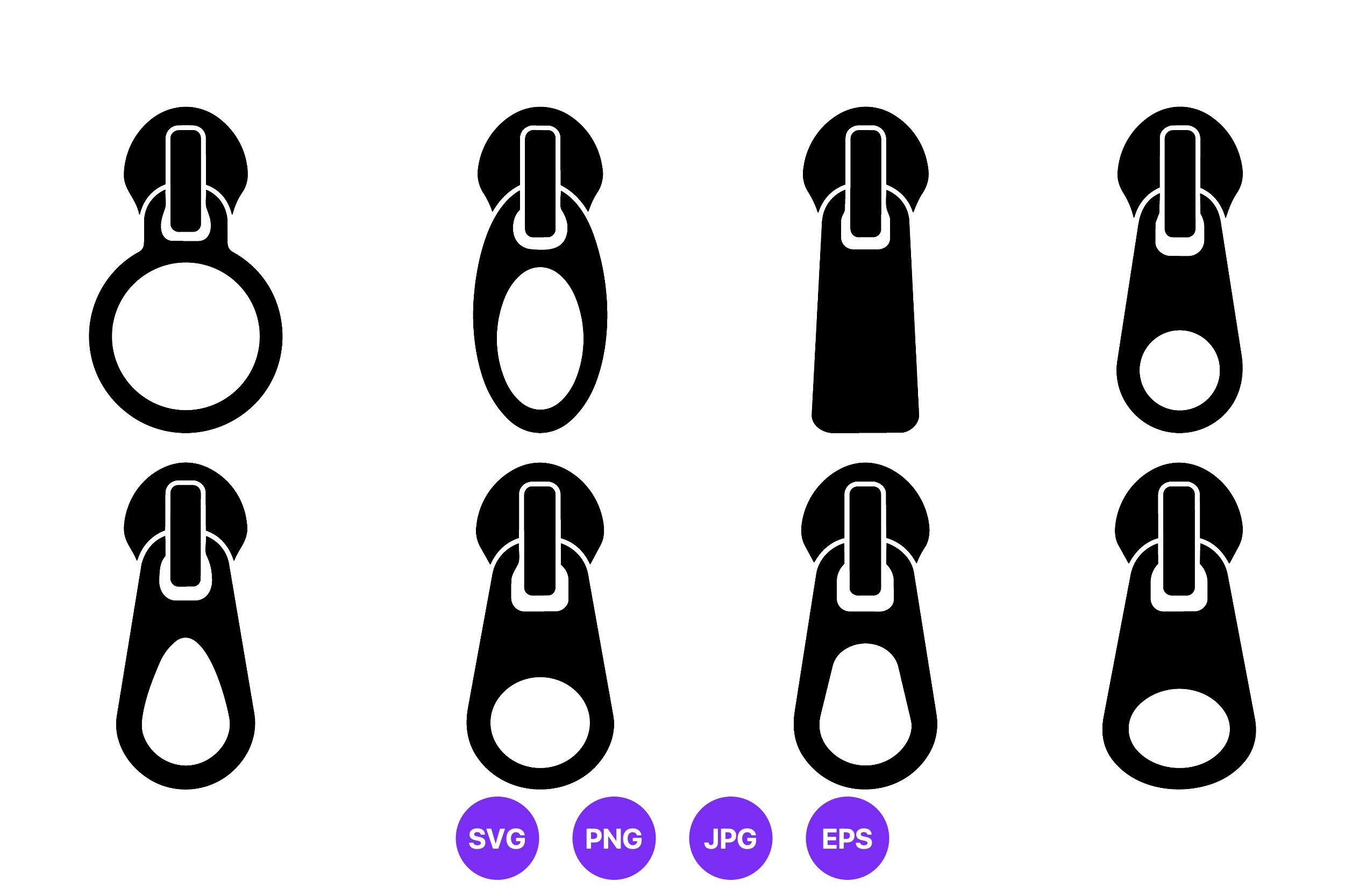 Zipper Pulls Vector Art Set
