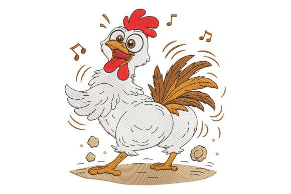 A Rooster Character Happily Dancing