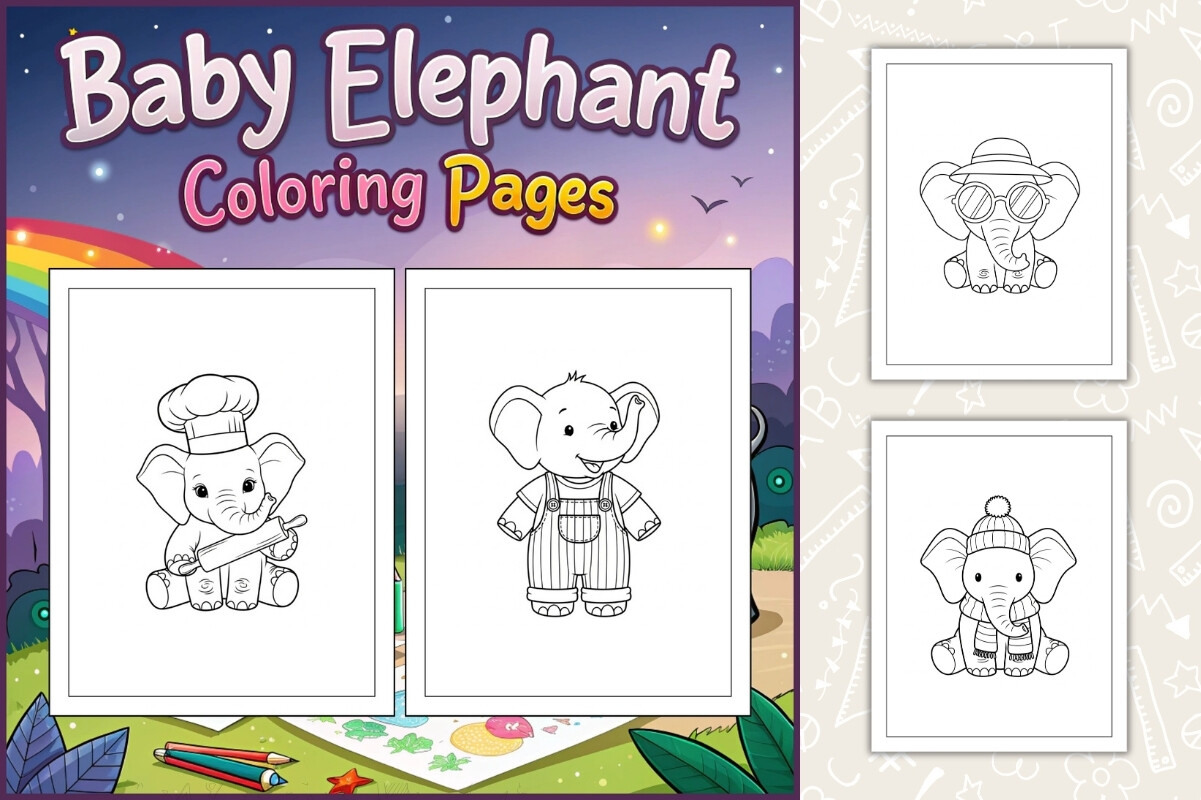 Baby Elephant Coloring Pages for Kids