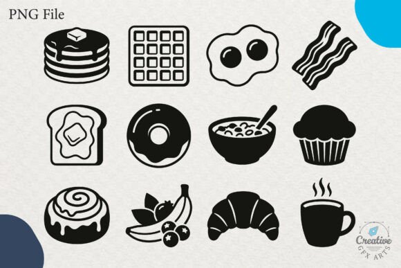 Breakfast Food Silhouette Vector SVG Set