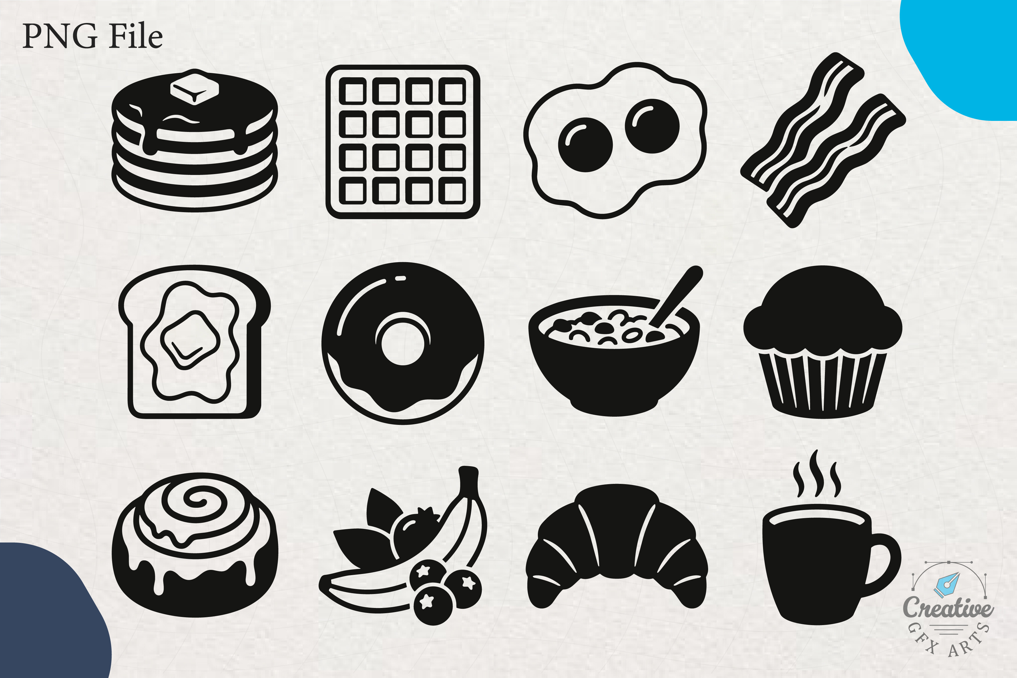Breakfast Food Silhouette Vector SVG Set