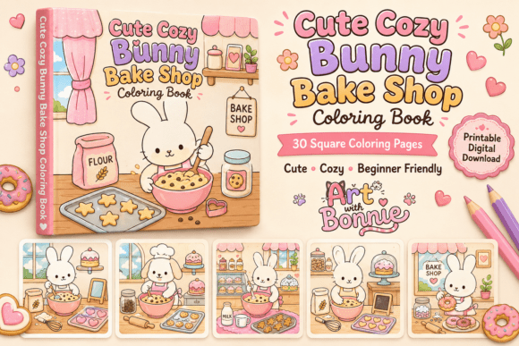 Bunny Bake Shop Coloring Pages for Kids