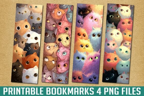 Cartoon Kawaii Cats Printable Bookmark